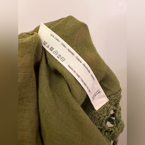 Free People Olive Green Crochet Lace Swim Cover Up Boho Tunic Top S - Picture 9 of 9